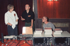 Heine, Born, Kemnitz (vlnr.) nach der Generalprobe, Kino Babylon Berlin-Mitte, 1993. 